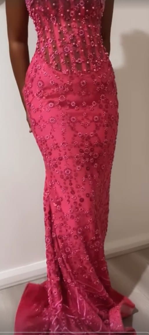 Fuchsia beaded gown