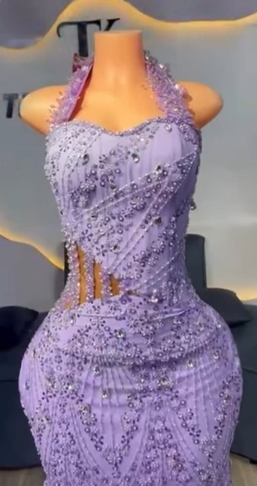 Lilac beaded gown