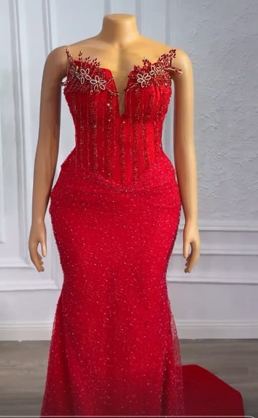 Red mermaid gown